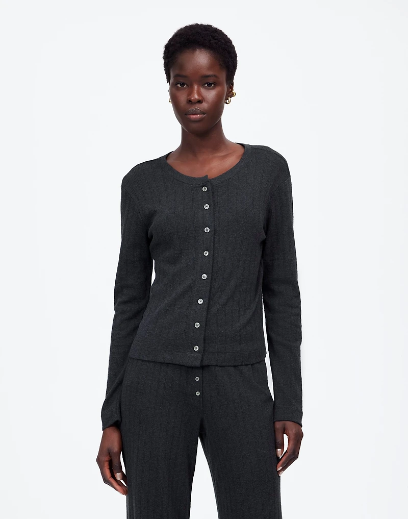 Madewell x LESET Pointelle Classic Crew Cardigan |