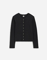 Madewell x LESET Pointelle Classic Crew Cardigan |