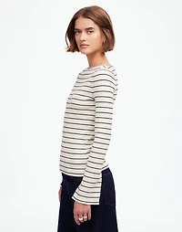 Ribbed Long-Sleeve Boatneck Top in Stripe | Madewell