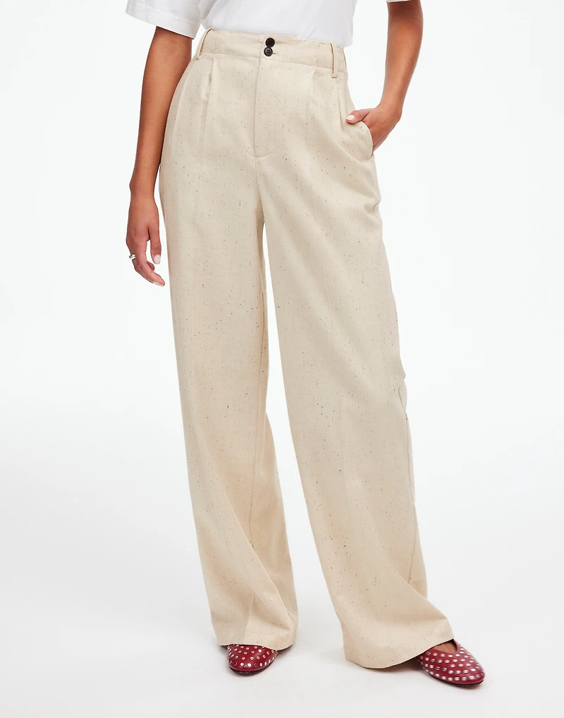 The Harlow Wide-Leg Pant Herringbone Italian Fabric | Madewell