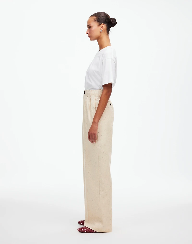 The Harlow Wide-Leg Pant Herringbone Italian Fabric | Madewell