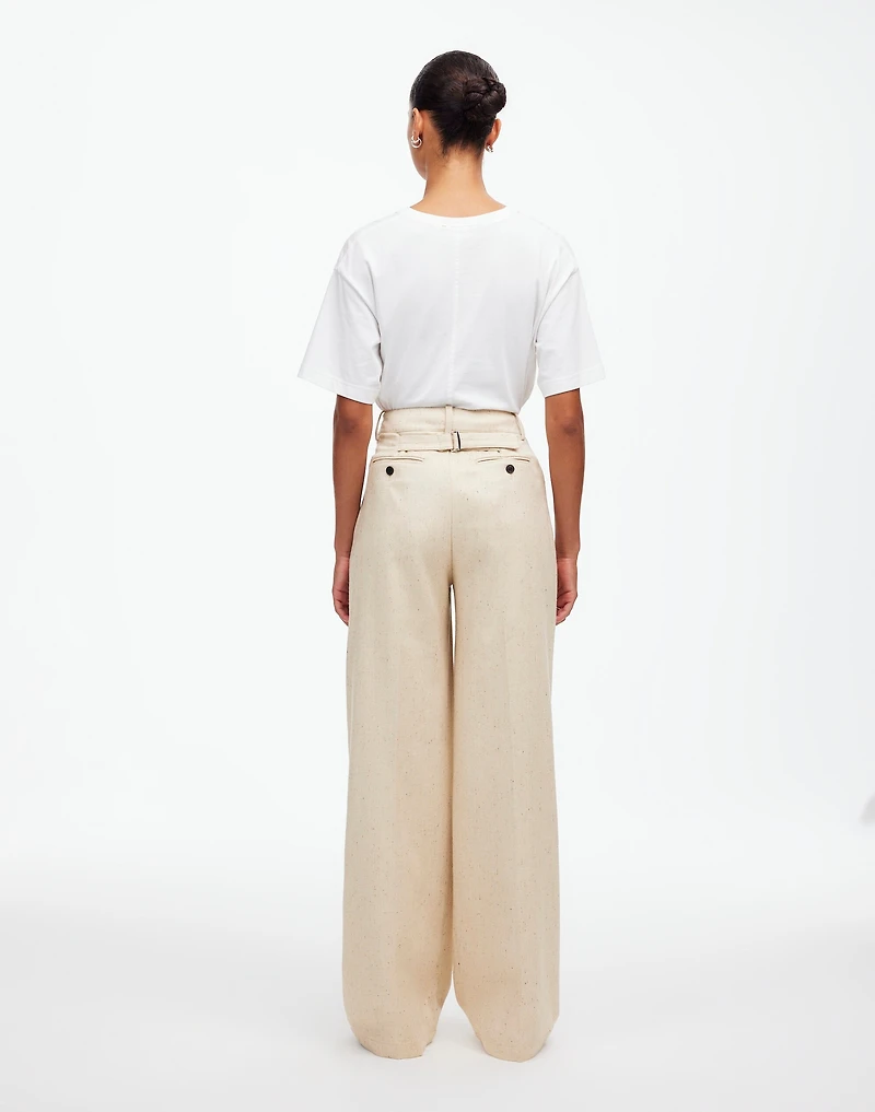 The Harlow Wide-Leg Pant Herringbone Italian Fabric | Madewell