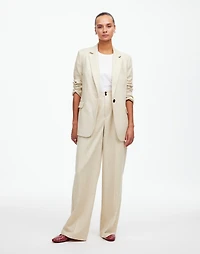 The Harlow Wide-Leg Pant Herringbone Italian Fabric | Madewell