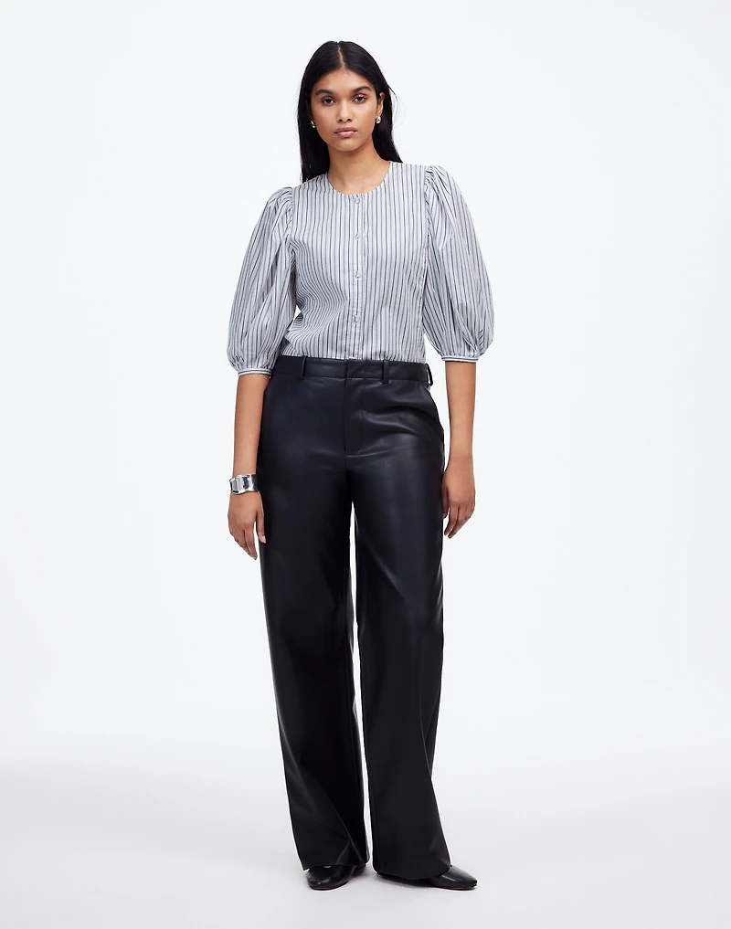 Puff-Sleeve Button-Up Top Stripe | Madewell