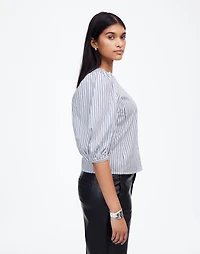 Puff-Sleeve Button-Up Top Stripe | Madewell