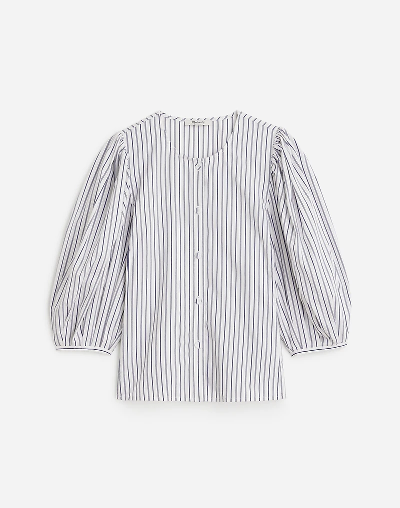 Puff-Sleeve Button-Up Top Stripe | Madewell