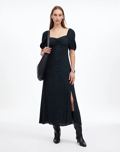 Puff-Sleeve Sweetheart Midi Dress | Madewell
