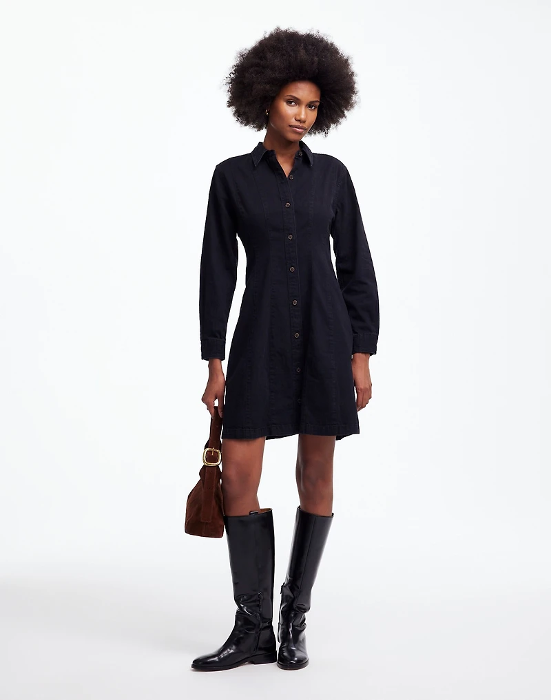 Denim Seamed Mini Dress Washed Black | Madewell