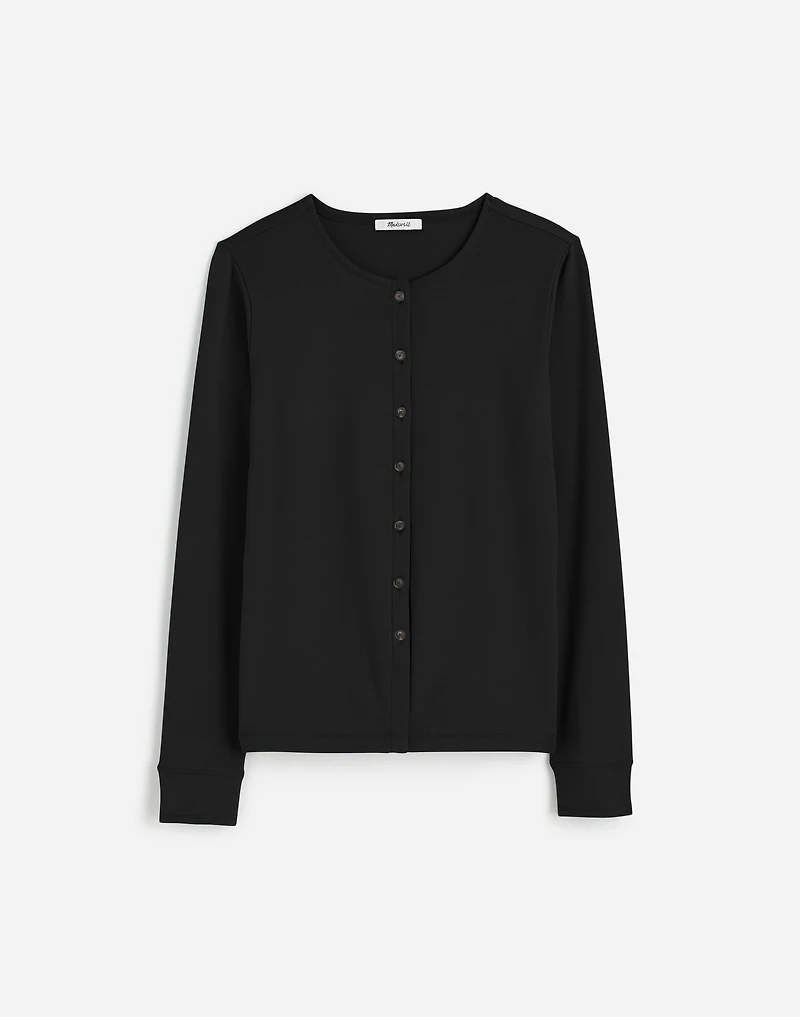 Ribbed Button-Front Cardigan