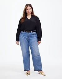 Plus Shirred Long-Sleeve Top in Silk | Madewell