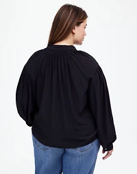 Plus Shirred Long-Sleeve Top in Silk | Madewell