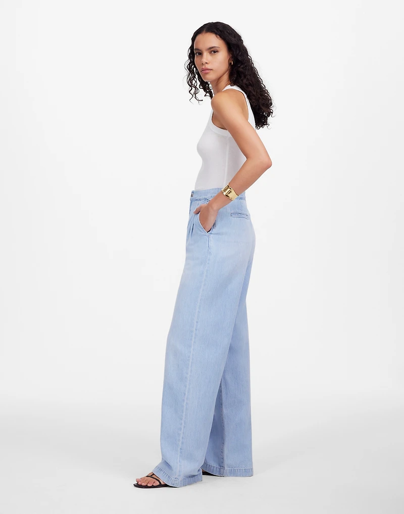 The Petite Harlow Wide-Leg Denim Trouser in Noll Wash: Airy Denim Edition | Madewell