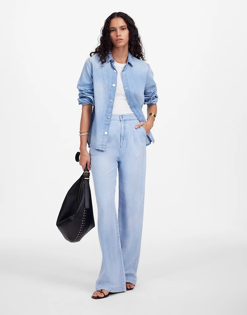 The Petite Harlow Wide-Leg Denim Trouser in Noll Wash: Airy Denim Edition | Madewell