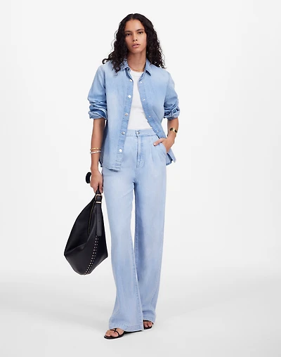 The Petite Harlow Wide-Leg Denim Trouser in Noll Wash: Airy Denim Edition | Madewell