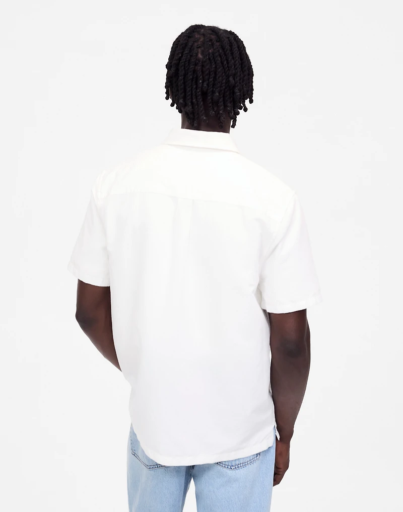 Button-Up Short-Sleeve Shirt Cotton-Linen Blend