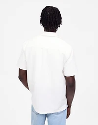Button-Up Short-Sleeve Shirt Cotton-Linen Blend