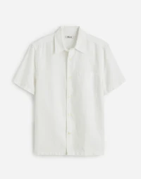 Button-Up Short-Sleeve Shirt Cotton-Linen Blend