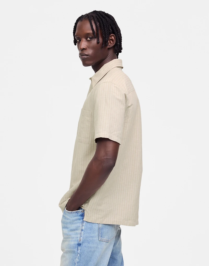 Button-Up Short-Sleeve Shirt in Cotton-Linen Blend | Madewell