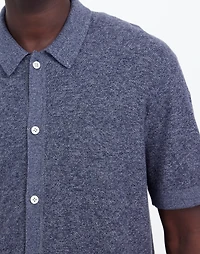 Marled Cotton Button-Up Sweater Polo
