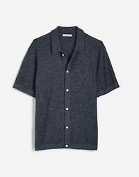 Marled Cotton Button-Up Sweater Polo