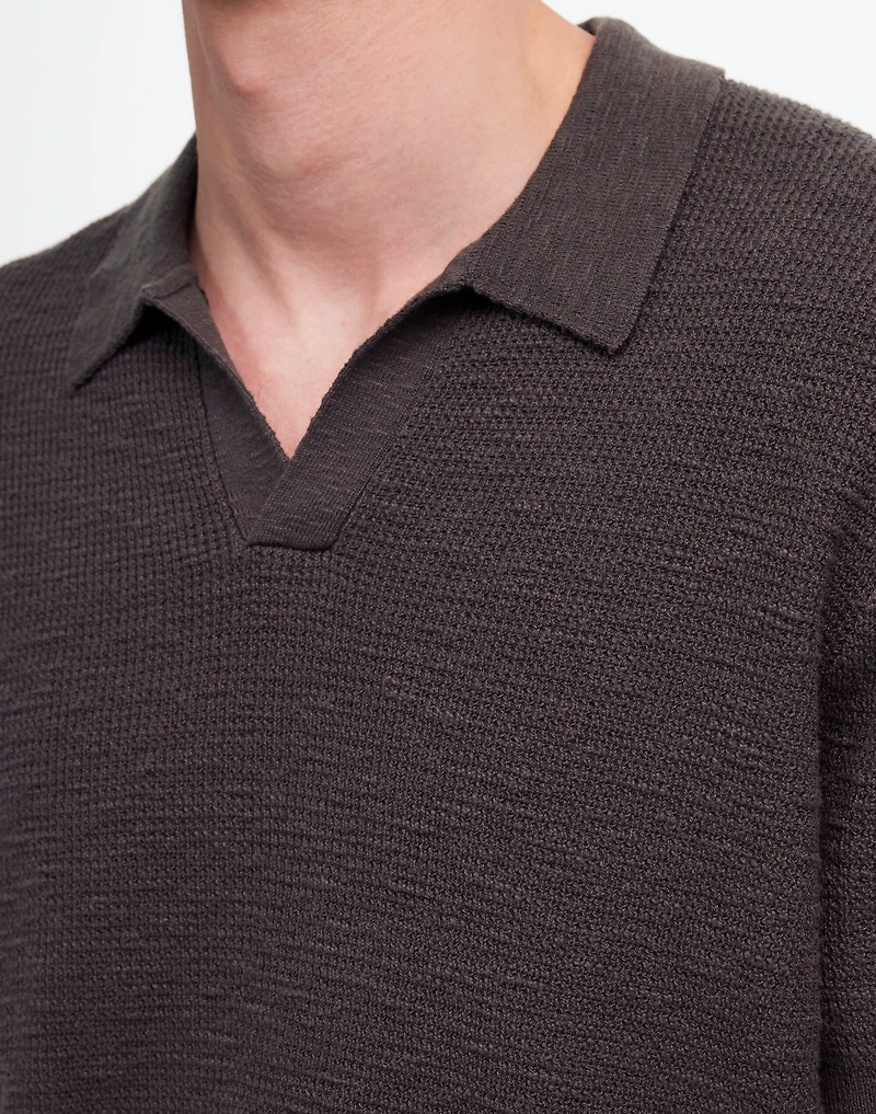 Waffle-Knit Johnny-Collar Sweater Polo | Madewell