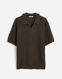 Waffle-Knit Johnny-Collar Sweater Polo | Madewell