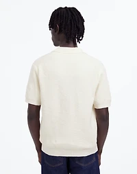 Waffle-Knit Johnny-Collar Sweater Polo