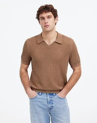Diamond Pointelle Stitch Sweater Polo | Madewell