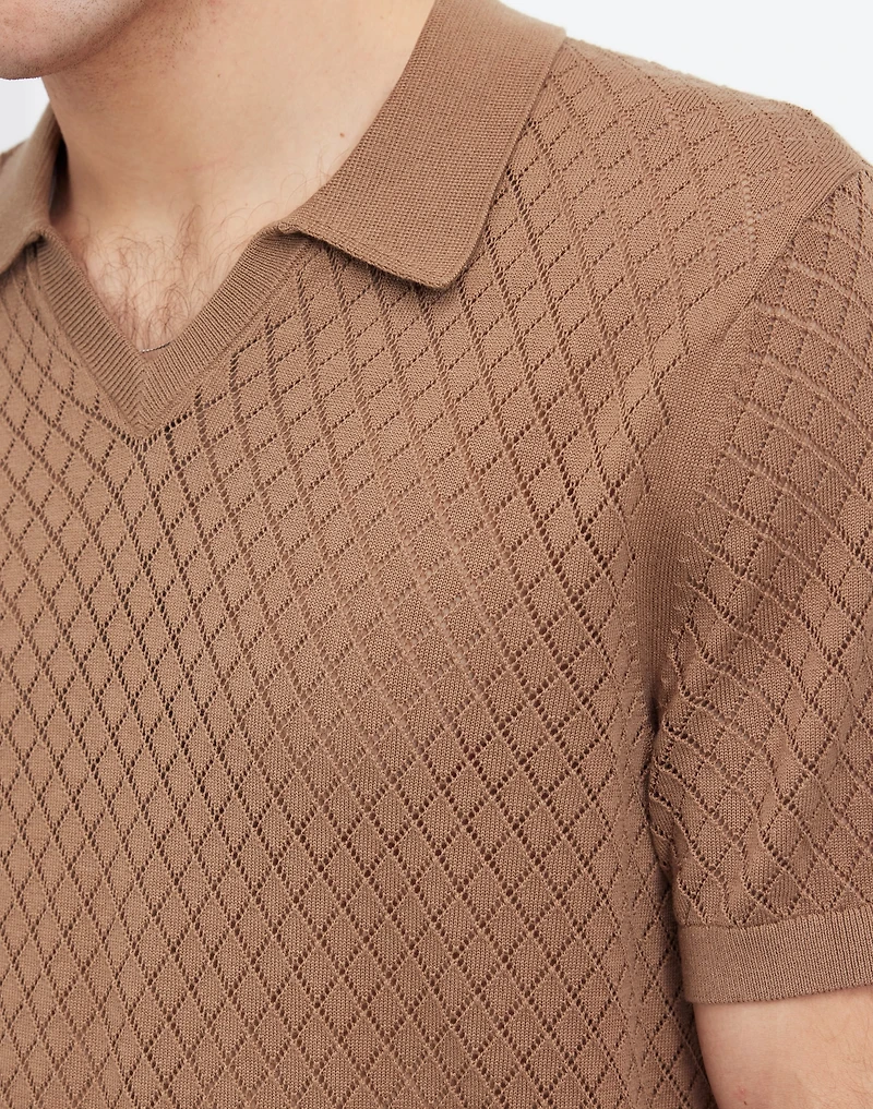 Diamond Pointelle Stitch Sweater Polo | Madewell