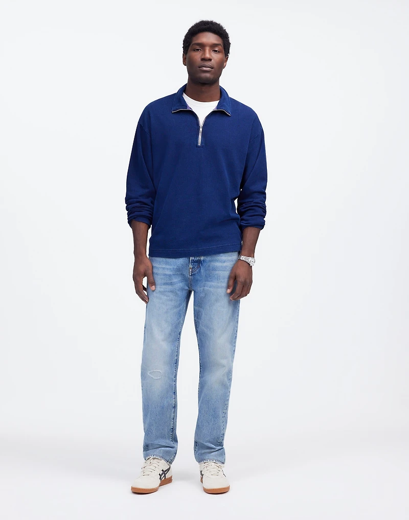 Indigo-Dyed Half-Zip Sweatshirt | Madewell