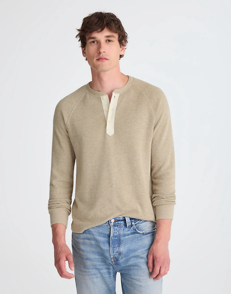 French Rib Knit Long-Sleeve Henley Tee
