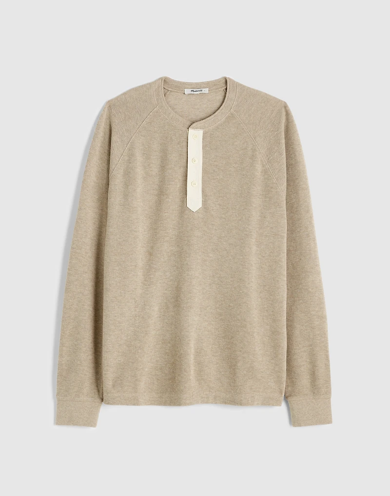 French Rib Knit Long-Sleeve Henley Tee