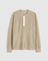 French Rib Knit Long-Sleeve Henley Tee