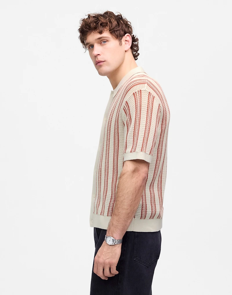 Open-Stitch Button-Up Sweater Polo | Madewell