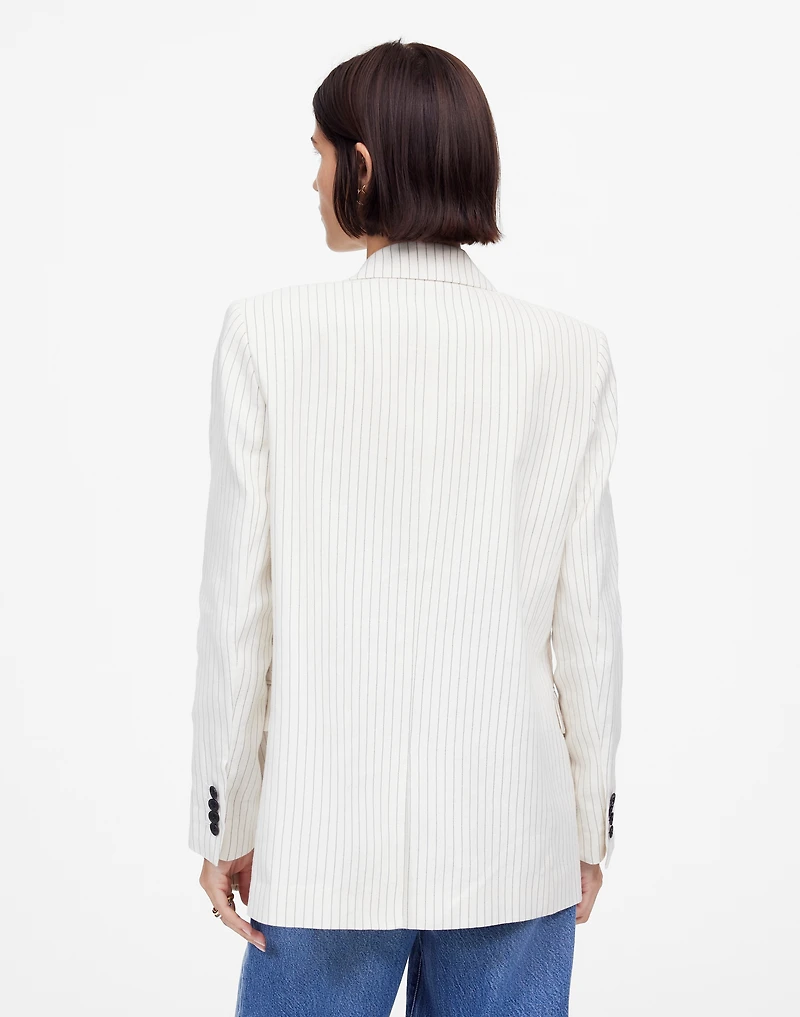 Relaxed Blazer in Pinstripe Linen Blend | Madewell