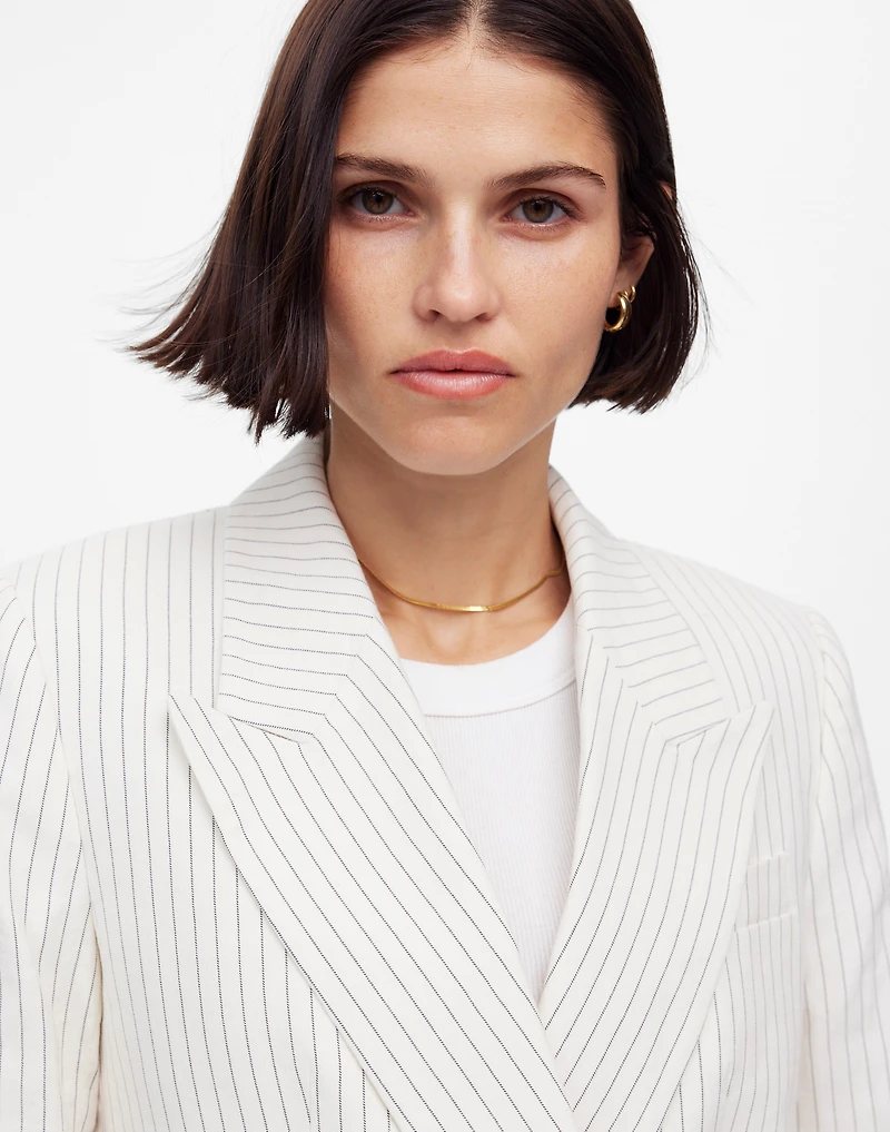 Relaxed Blazer in Pinstripe Linen Blend | Madewell