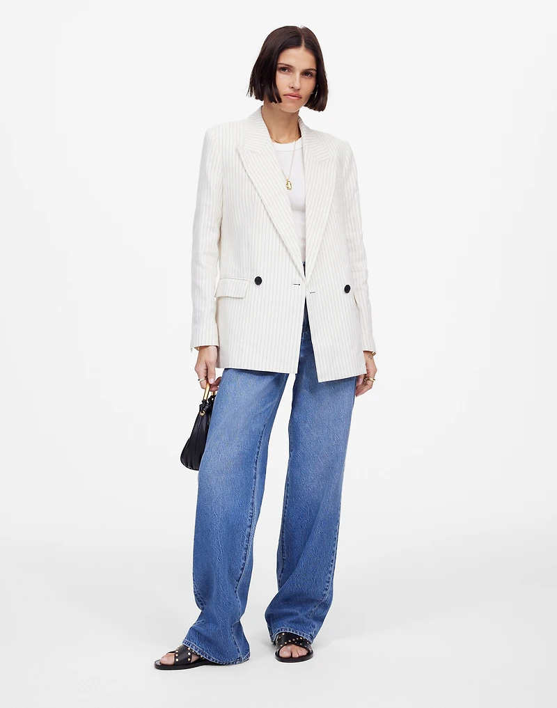 Relaxed Blazer Pinstripe Linen Blend | Madewell