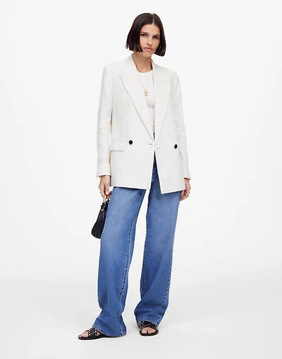 Relaxed Blazer Pinstripe Linen Blend | Madewell