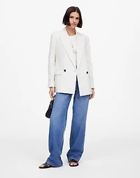 Relaxed Blazer in Pinstripe Linen Blend | Madewell