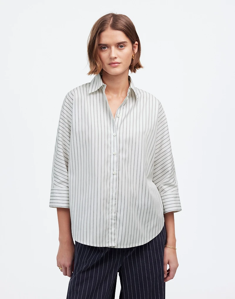 Poplin Oversized Button-Up Shirt Stripe | Madewell
