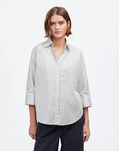 Poplin Oversized Button-Up Shirt Stripe | Madewell