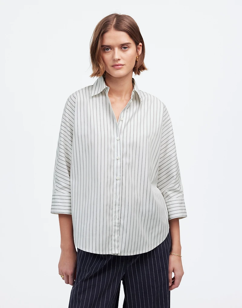 Poplin Oversized Button-Up Shirt in Stripe | Madewell