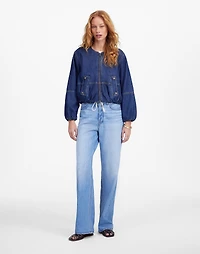 Bubble-Sleeve Jean Bomber Jacket Newkirk Wash: Airy Denim Edition | Madewell