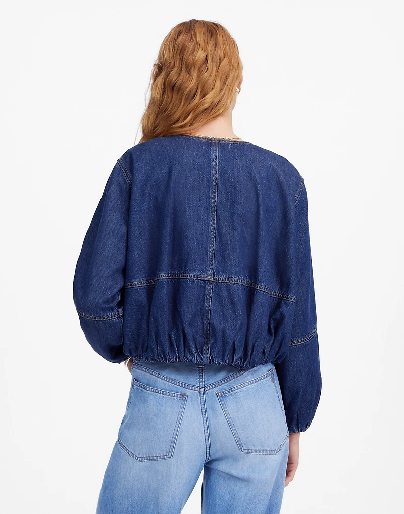 Bubble-Sleeve Jean Bomber Jacket in Newkirk Wash: Airy Denim Edition | Madewell