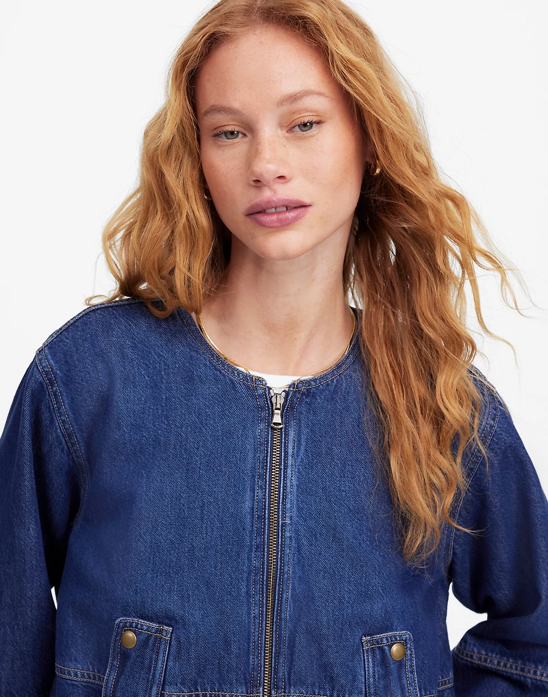 Bubble-Sleeve Jean Bomber Jacket in Newkirk Wash: Airy Denim Edition | Madewell