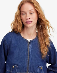 Bubble-Sleeve Jean Bomber Jacket in Newkirk Wash: Airy Denim Edition | Madewell