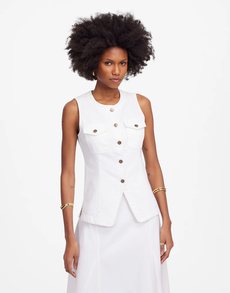 Denim High Crewneck Vest