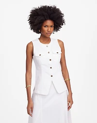 Denim High Crewneck Vest