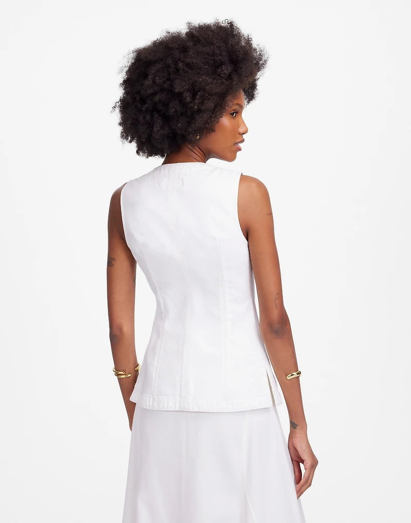 Denim High Crewneck Vest