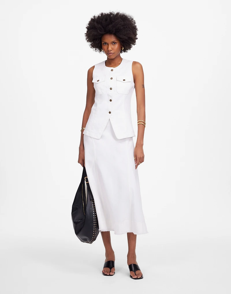 Denim High Crewneck Vest